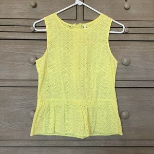 Francesca’s Bright Yellow Eyelet Peplum Tank